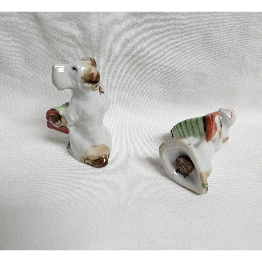 Vintage Dog Playing Musical Instrument Salt And Pepper Shakers Japan